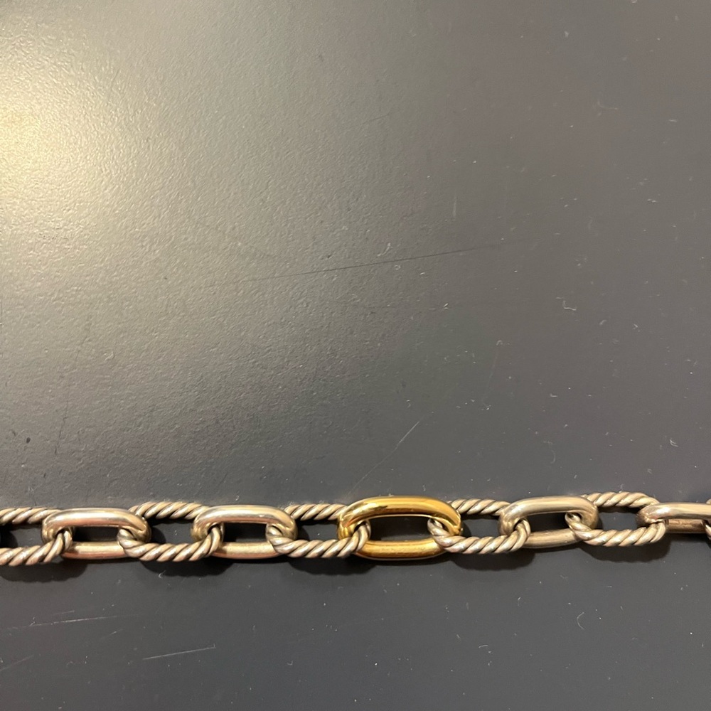 David Yurman Madison Chain Silver and 18K Gold Necklace - Picture 2 of 4